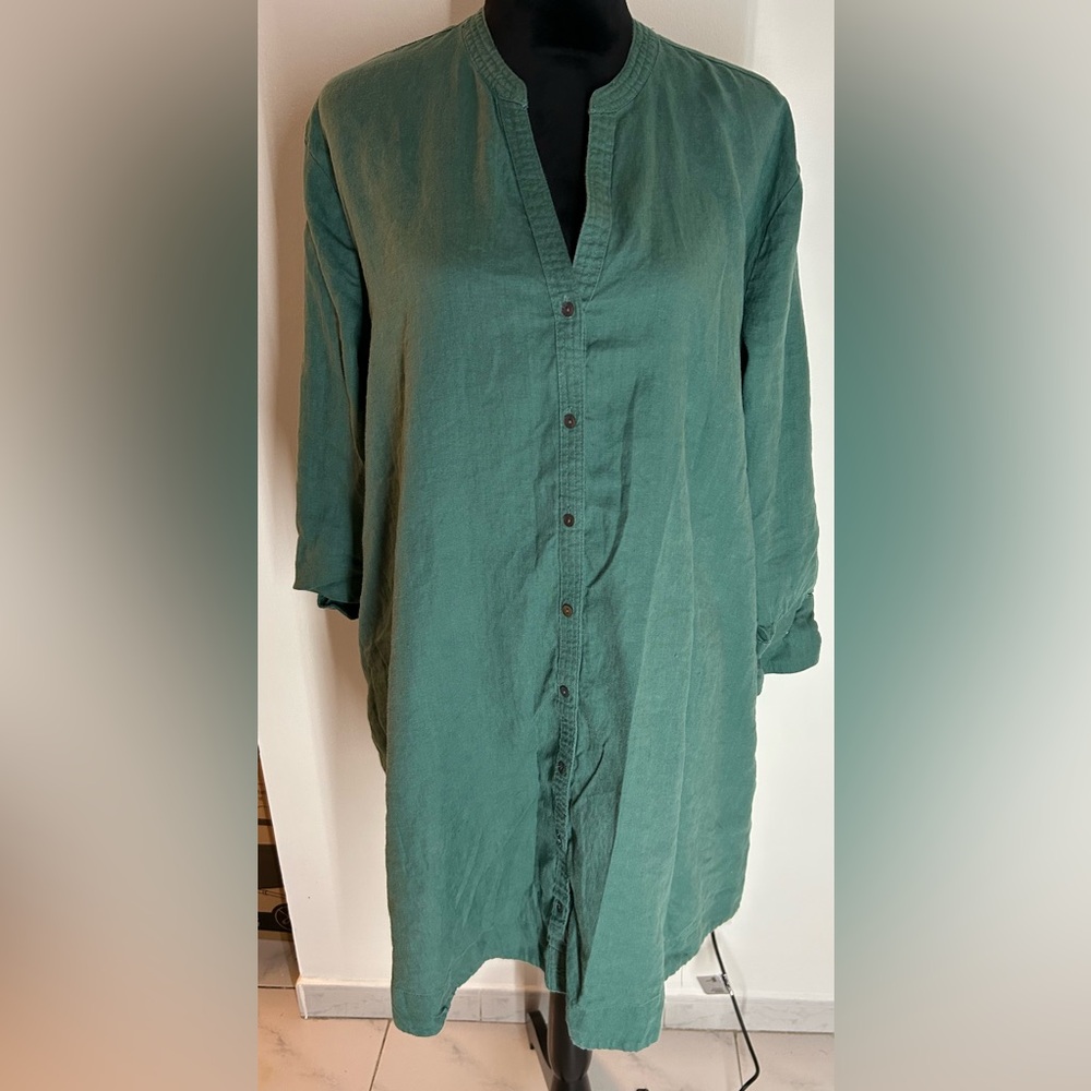 Joie Forest Green Button-Front Tunic Dress